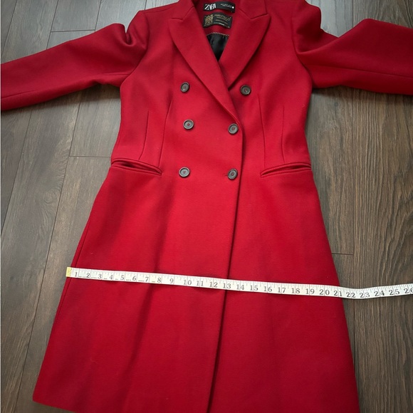 ZARA MANTECO Wool Blend Double Breasted Long Coat Red S - Picture 16 of 17